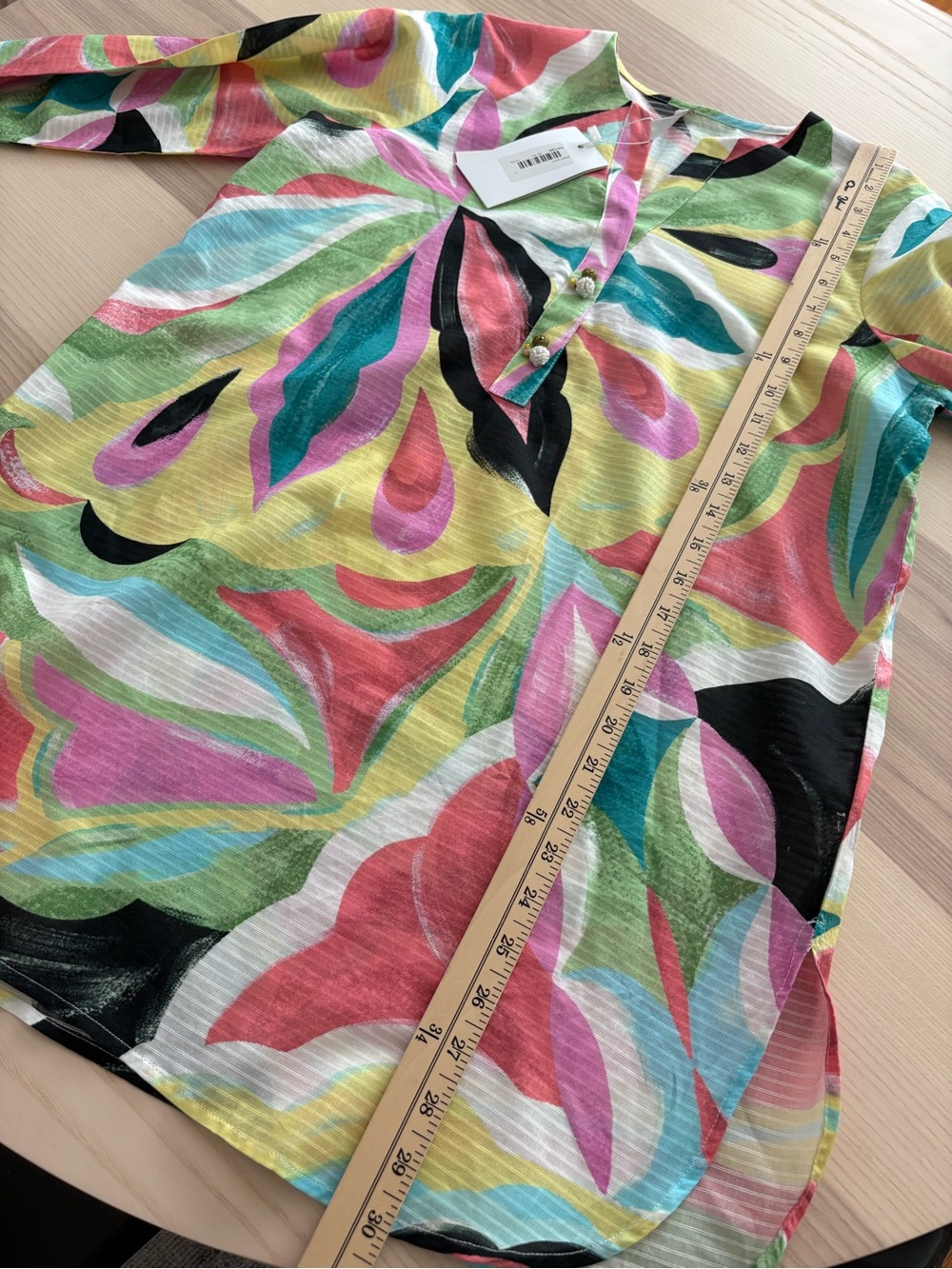 NWT Ethnc pant tunic 2 pc set cotton artsy summer modest size S - Picture 12 of 15